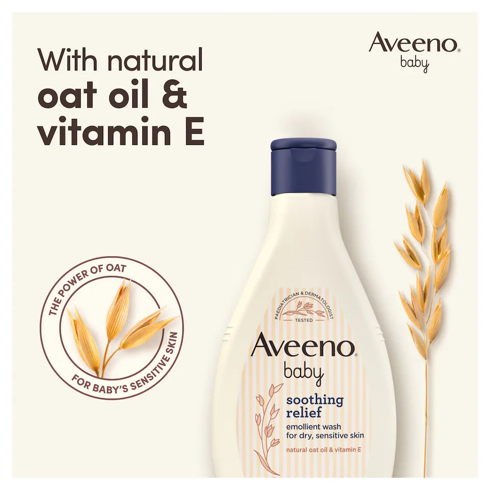Aveeno Baby Soothing Relief Emollient Wash 250ml Dry Sensitive Eczema Skin