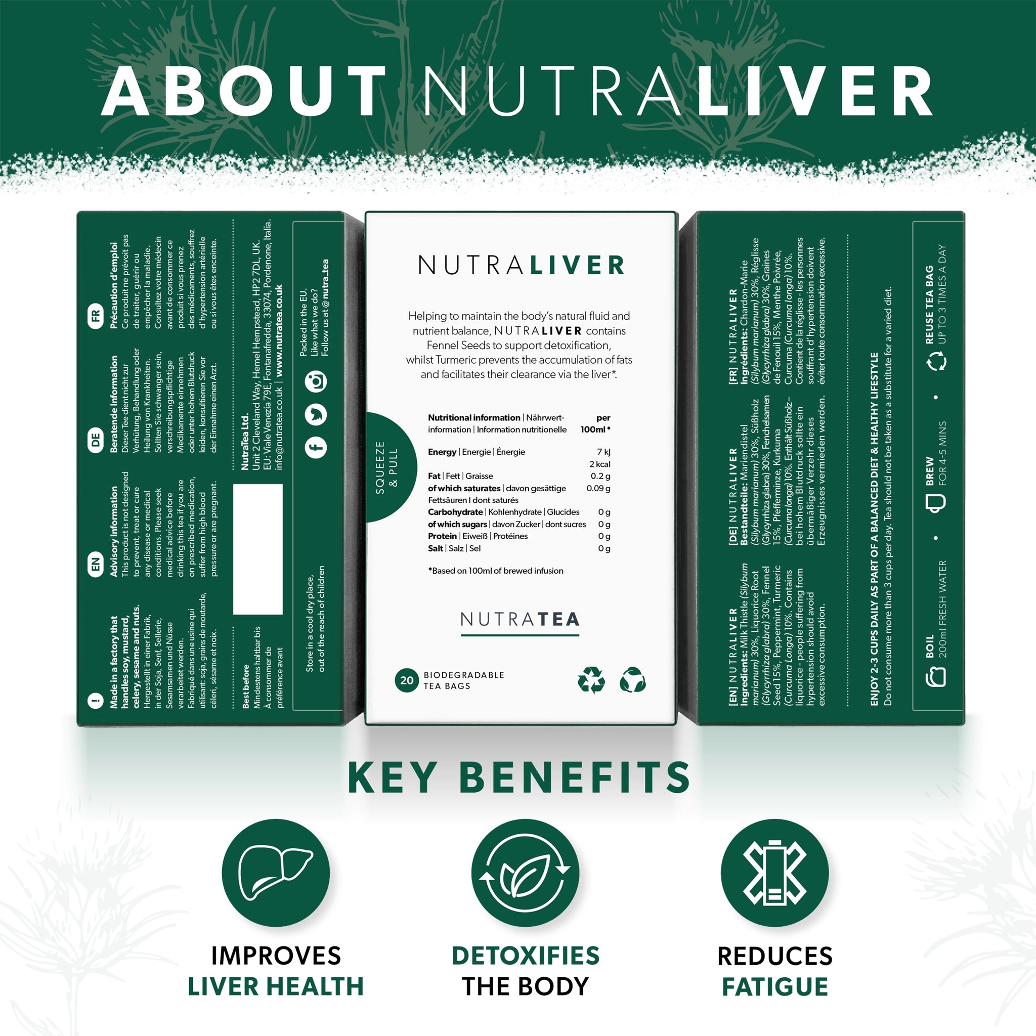 NutraTea NutraLiver Milk Thistle & Liquorice Tea Bags 20's Liver Support