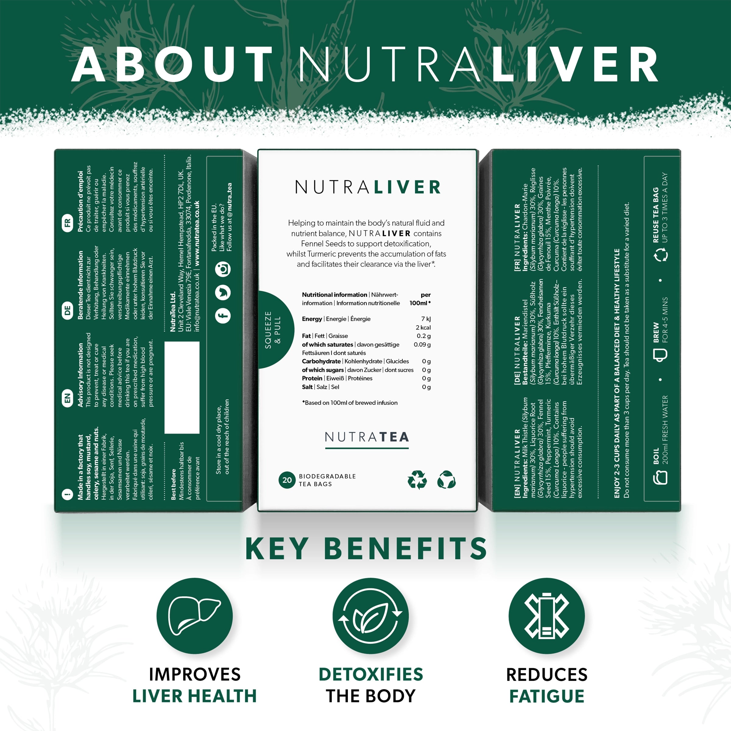 NutraTea NutraLiver Milk Thistle & Liquorice Tea Bags 20's Liver Support