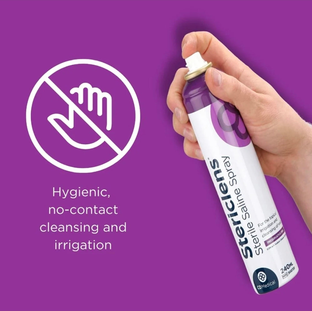 Stericlens Sterile Saline Spray 240ml Wound Cleanser Irrigation Spray First Aid Preservative Free