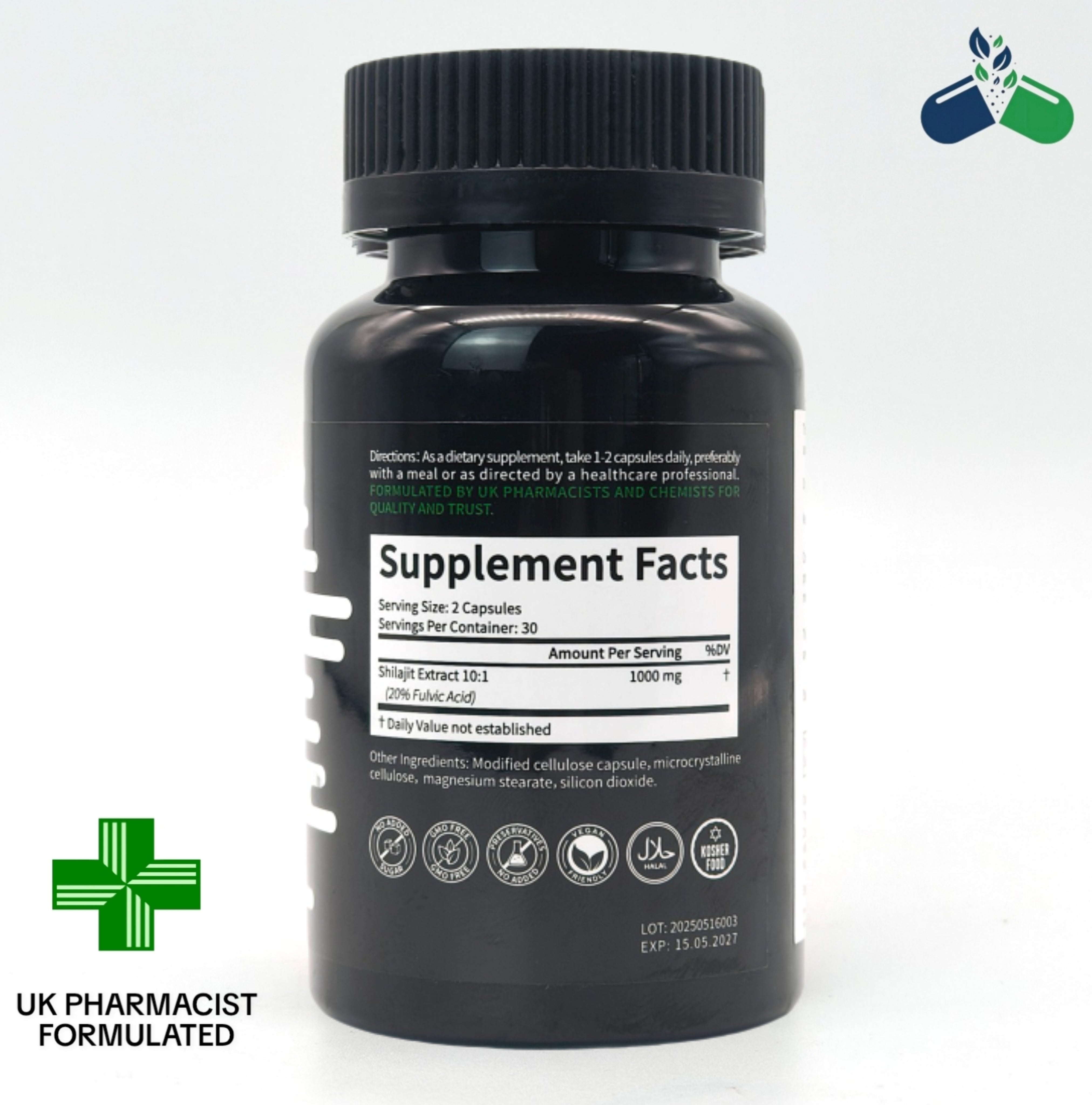 Dr Root Shilajit Vitality Capsules 60 Caps UK Pharmacist Formulated for Energy & Wellness