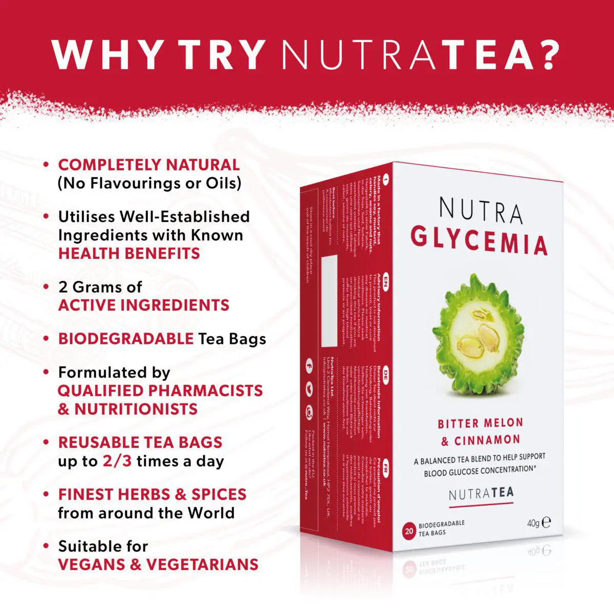 NutraTea NutraGlycemia Blood Sugar Support Tea Bags 20's