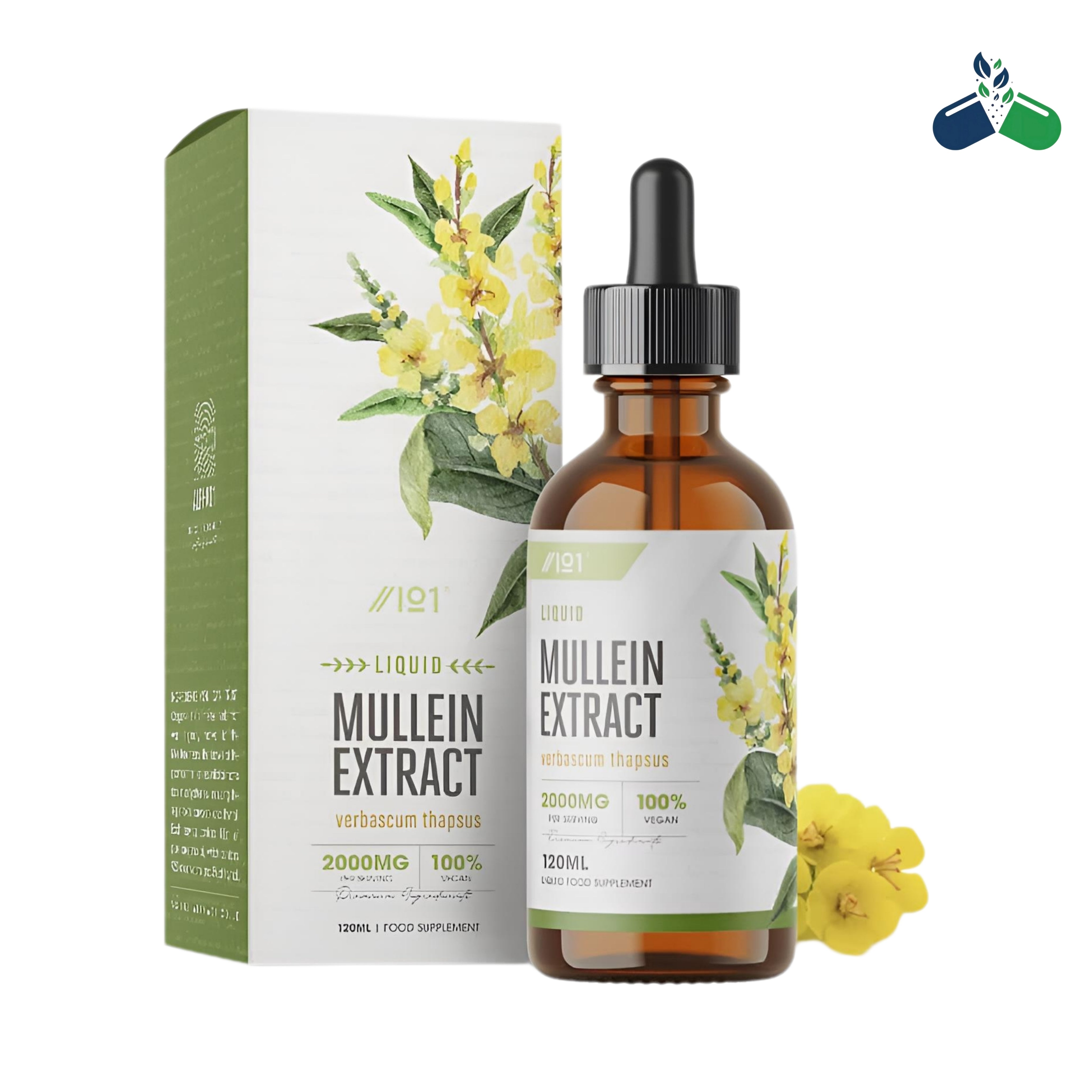 Alpha01 Mullein Extract Liquid Drops 120ml Vegan Lung Respiratory COPD Support