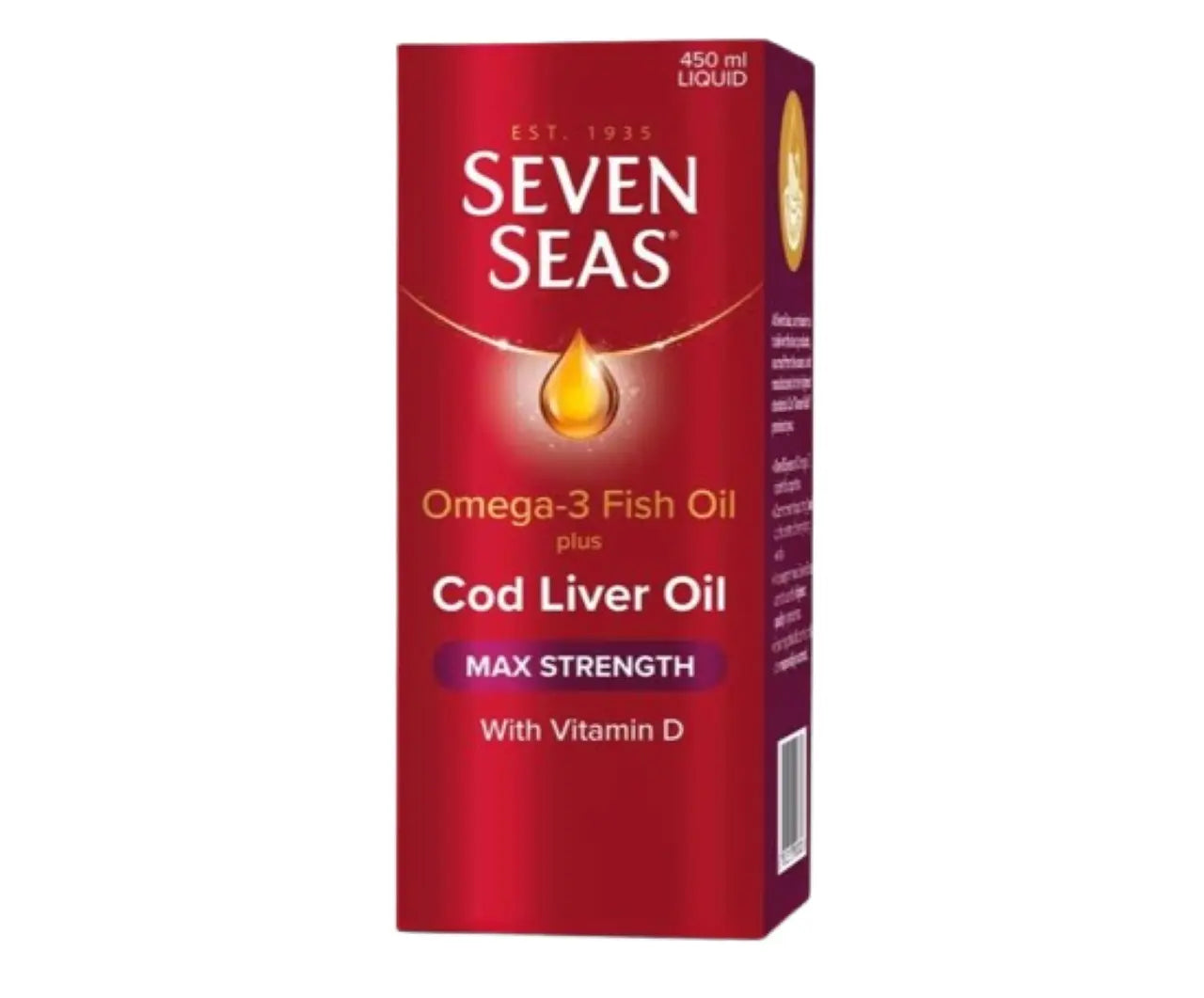 Seven Seas Omega-3 Fish Oil + Cod Liver Oil Max Strength Vitamin D 450ml
