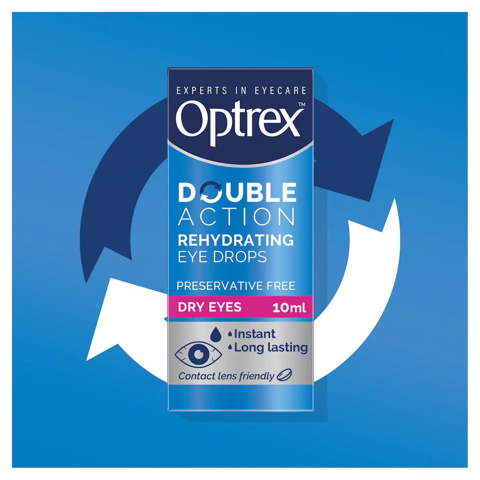 Optrex Double Action Rehydrating Eye Drops 10ml Dry Eyes Contact Lens Friendly