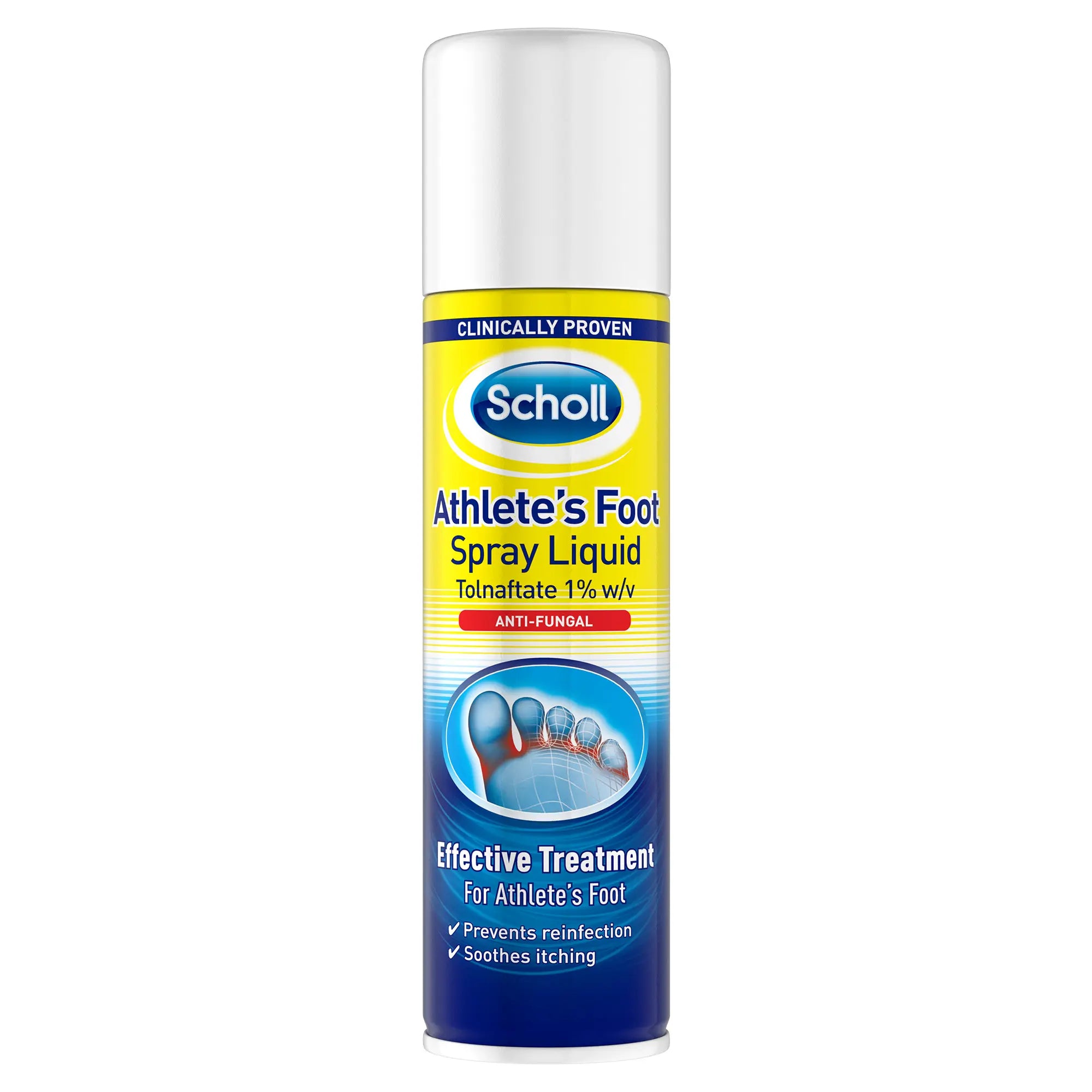Scholl Athlete’s Foot Spray Liquid 150ml Dry Skin Itchy Feet Tolnaftate 1% Antifungal Treatment