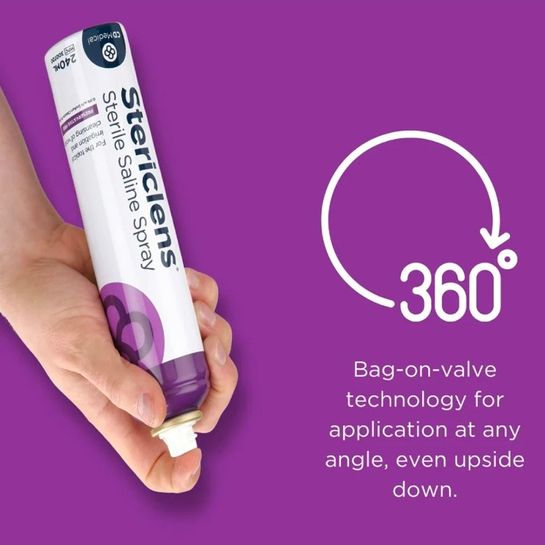 Stericlens Sterile Saline Spray 240ml Wound Cleanser Irrigation Spray First Aid Preservative Free