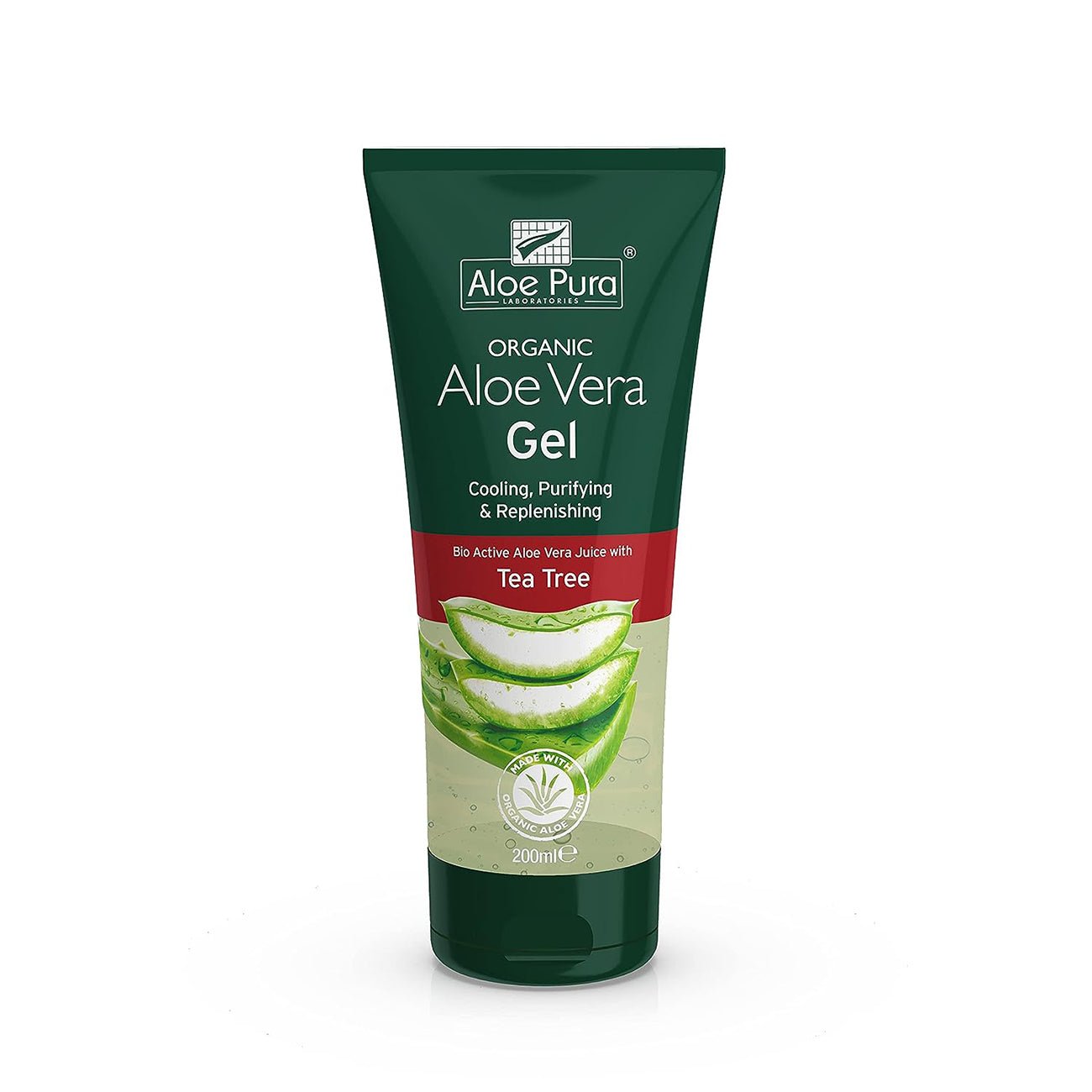 Aloe Pura Organic Aloe Vera Gel with Tea Tree 200ml Cooling Skin Gel