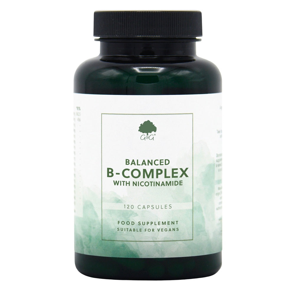 G&G Balanced B-Complex with Nicotinamide – Energy, Nervous System & Red Blood Cells – 120 Vegan Capsules