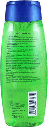 Aloha Aftersun Gel 250ml Aloe Vera Cooling Sunburn Protection Relief Skin Care