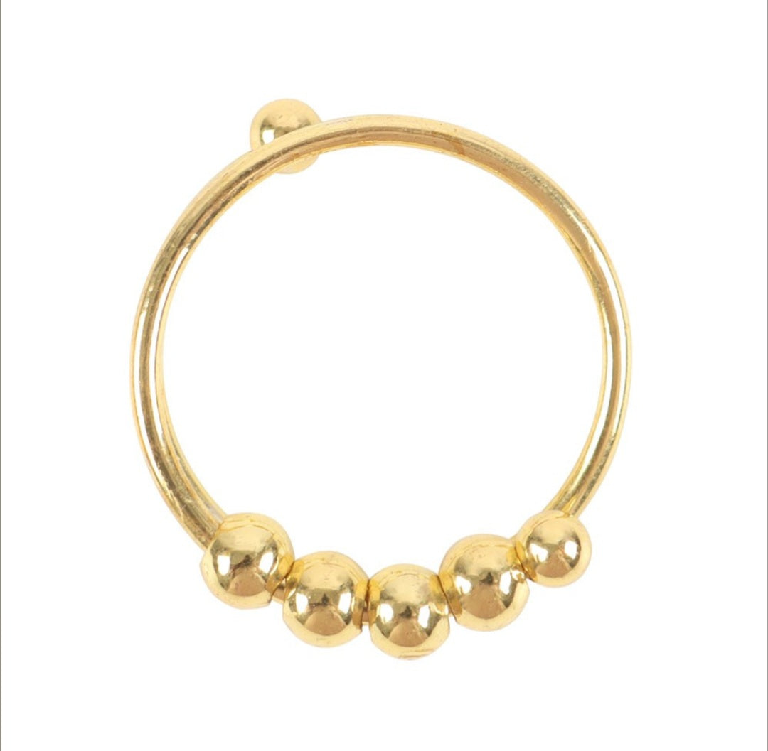 Anti-Anxiety Stress Relief Fidget Ring – Adjustable Spinner Beads for Calm, Focus & Meditation (Gold)