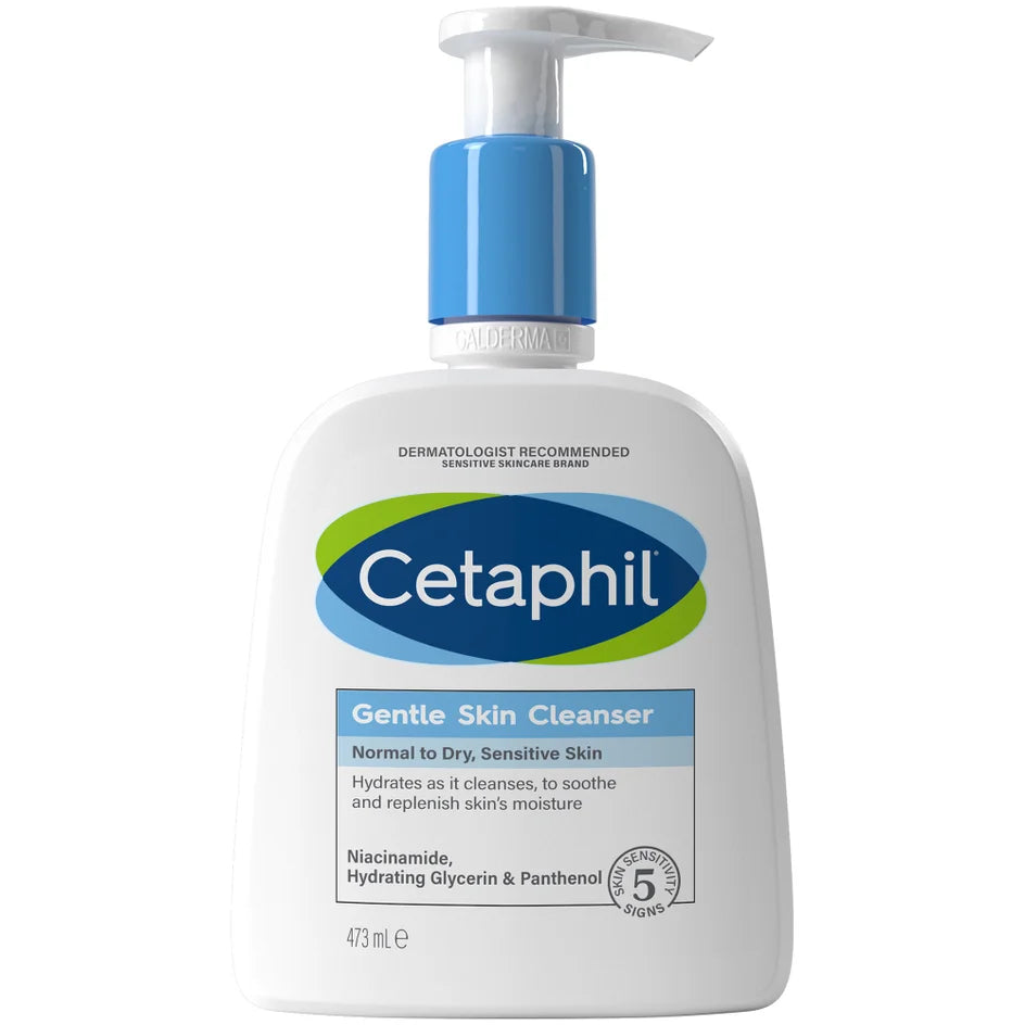 Cetaphil Gentle Skin Cleanser 473ml Sensitive Face Wash Niacinamide Pump Clean