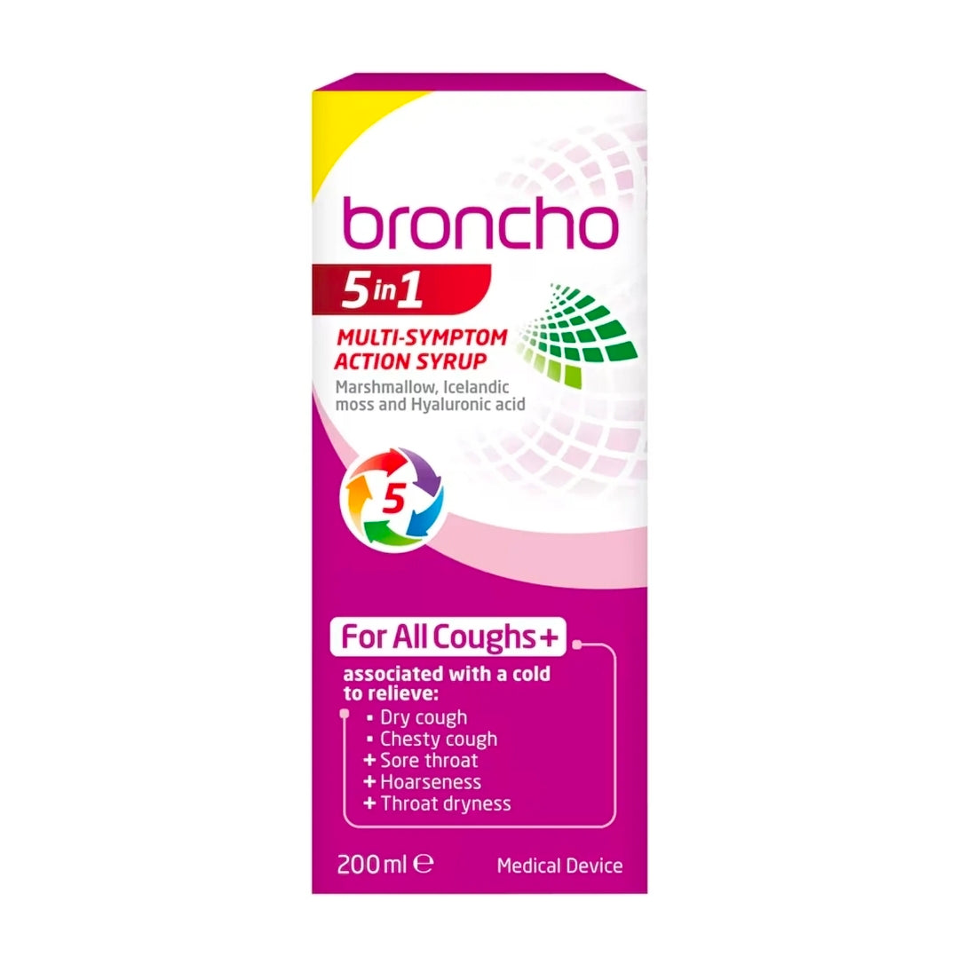 Broncho 5 in 1 Multi-Symptom Cough Syrup 200ml - Dry & Chesty Coughs
