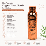 34oz 1 Litre Ayurvedic Copper Water Bottle Leak Proof BPA Free Eco Bottle