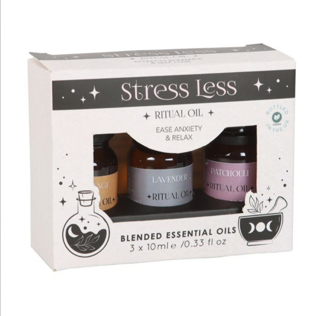 Stress Less Ritual Oil Trio – Anxiety Relief & Relaxation Essential Oil Set (3 x 10ml)