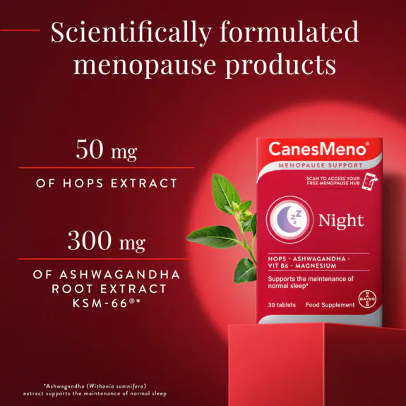 CanesMeno Night Magnesium, B6, Ashwagandha & Hops Food Supplement 30 Tablets